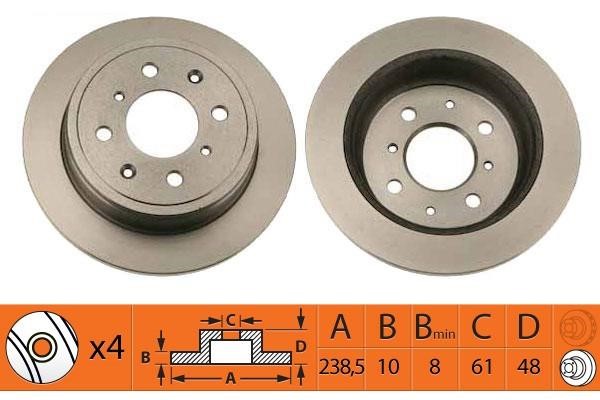 NiBK RN1047 Rear brake disc, non-ventilated RN1047: Buy near me in Poland at 2407.PL - Good price!