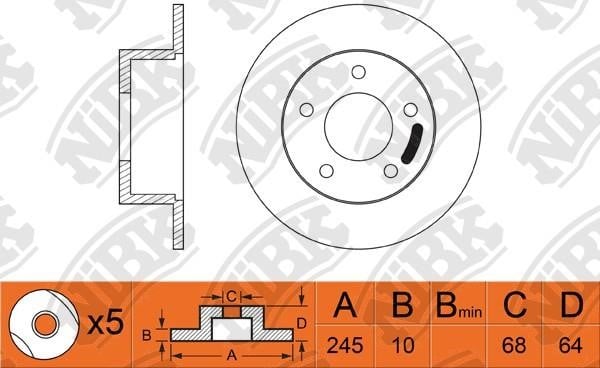 NiBK RN1049 Rear brake disc, non-ventilated RN1049: Buy near me in Poland at 2407.PL - Good price!