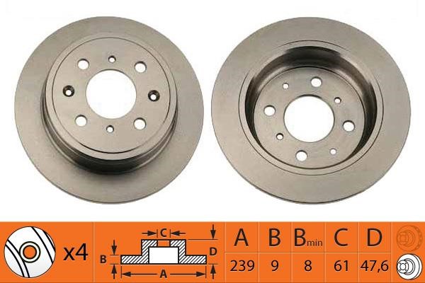 NiBK RN1052 Rear brake disc, non-ventilated RN1052: Buy near me in Poland at 2407.PL - Good price!