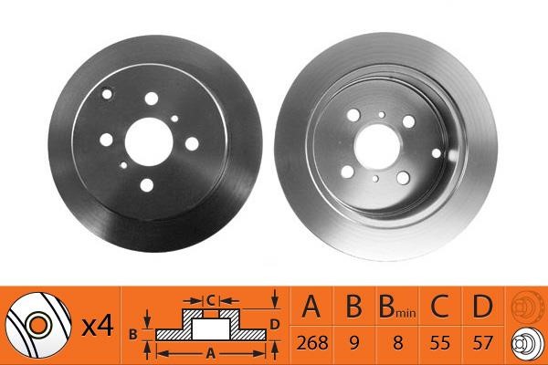 NiBK RN1308 Rear brake disc, non-ventilated RN1308: Buy near me in Poland at 2407.PL - Good price!