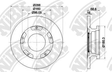 NiBK RN1843 Rear brake disc, non-ventilated RN1843: Buy near me in Poland at 2407.PL - Good price!