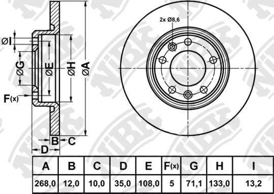 NiBK RN1895 Rear brake disc, non-ventilated RN1895: Buy near me in Poland at 2407.PL - Good price!