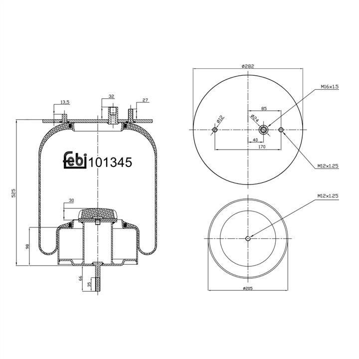 Air suspension Renault: 101345 febi Air spring