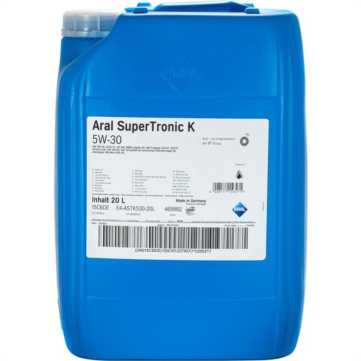Aral 15DBC5 Engine oil Aral SuperTronic K 5W-30, 20L 15DBC5: Buy near me in Poland at 2407.PL - Good price!