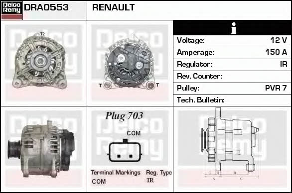 Remy DRA0553 Alternator DRA0553: Buy near me in Poland at 2407.PL - Good price!