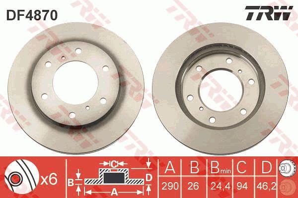 Front vented brake disc TRW DF4870