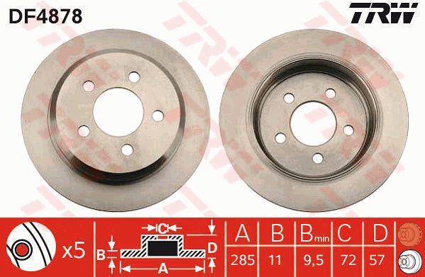 Rear solid brake disc TRW DF4878