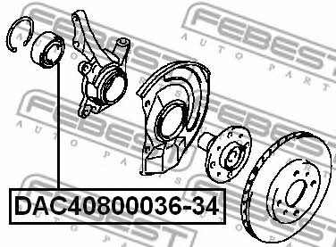 Front wheel bearing Febest DAC40800036-34