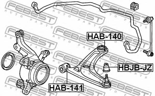 Febest Front lower control arm rear bushing – price [object Object] PLN