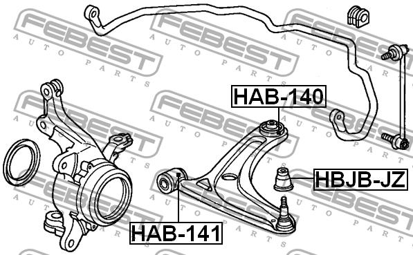 Front lower control arm rear bushing Febest HAB-140