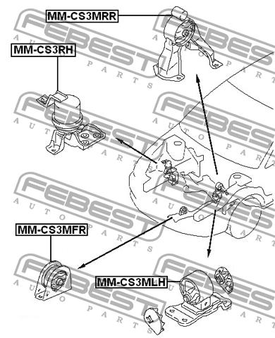 Engine mount, rear Febest MM-CS3MRR