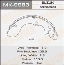 Masuma MK-9983 Brake shoe set MK9983: Buy near me in Poland at 2407.PL - Good price!