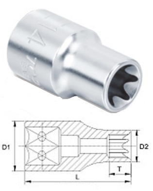 BAED1208 Toptul Koniec głowica 3/8 „e8