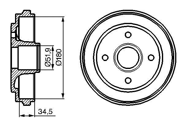 Bosch 0 986 477 128 Rear brake drum 0986477128: Buy near me at 2407.PL in Poland at an Affordable price!