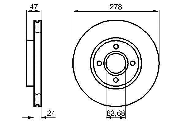 Bosch 0 986 478 427 Тормозной диск передний вентилируемый 0986478427: Отличная цена - Купить в Польше на 2407.PL!