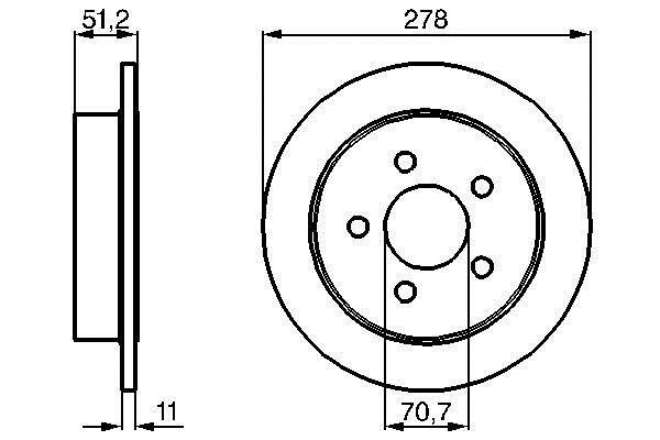 Bosch 0 986 478 487 Rear brake disc, non-ventilated 0986478487: Buy near me in Poland at 2407.PL - Good price!