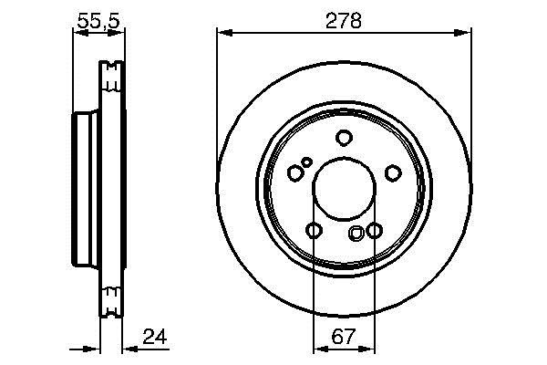 Bosch 0 986 479 133 Rear ventilated brake disc 0986479133: Buy near me in Poland at 2407.PL - Good price!