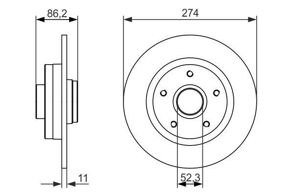 Bosch 0 986 479 682 Rear brake disc, non-ventilated 0986479682: Buy near me in Poland at 2407.PL - Good price!