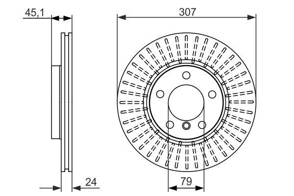 Bosch 0 986 479 726 Диск гальмівний передній вентильований 0986479726: Приваблива ціна - Купити у Польщі на 2407.PL!