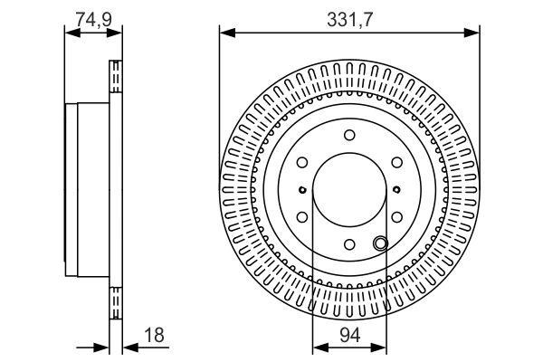 Wentylowana tarcza hamulcowa z tyłu Bosch 0 986 479 T90