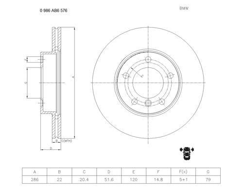 Bosch 0 986 AB6 576 Тормозной диск передний вентилируемый 0986AB6576: Отличная цена - Купить в Польше на 2407.PL!