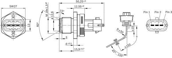 Fuel pressure sensor Bosch 0 281 002 937