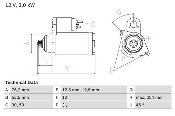 0986018500 Bosch Starter