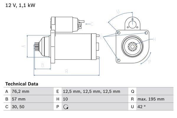 0986020330 Bosch Anlasser