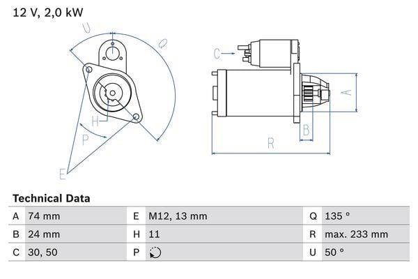 Engine starter motor Toyota Verso: 0986023240 Bosch Starter