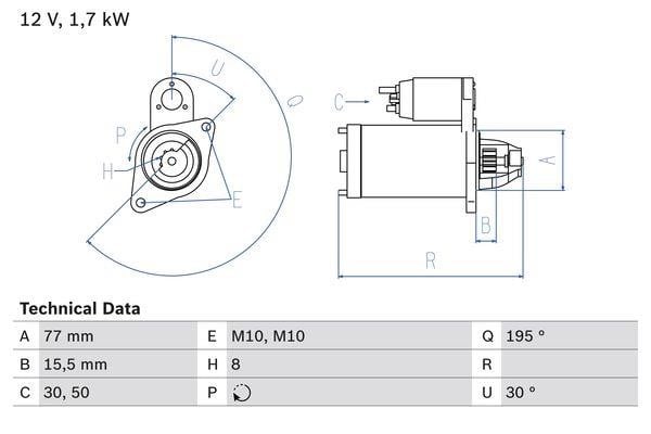0986023600 Bosch Starter