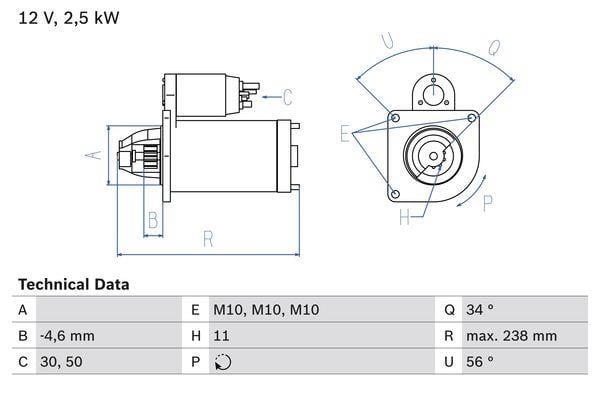 0986023850 Bosch Starter