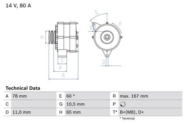 0986034120 Bosch Alternator