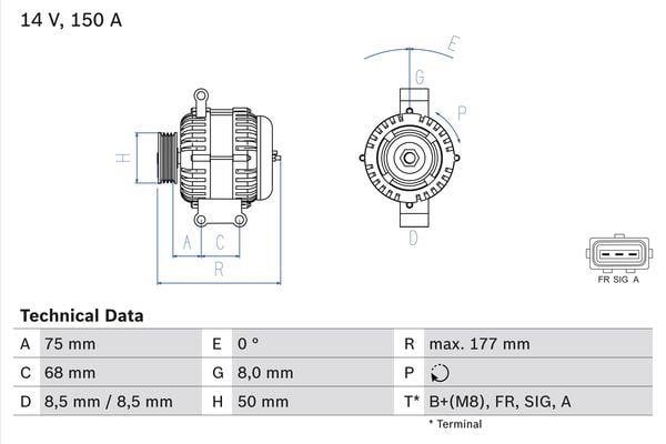 0986082590 Bosch Alternator