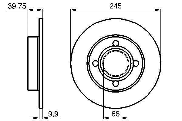 0986478216 Bosch Bremsscheibe hinten voll
