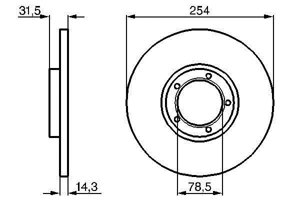 0986478345 Bosch Unbelüftete Bremsscheibe vorne