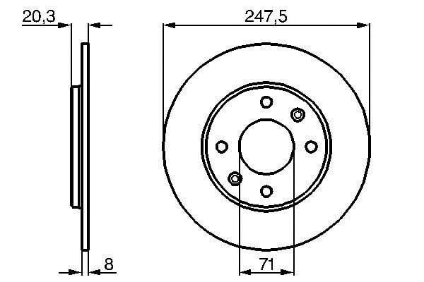 0986478371 Bosch Bremsscheibe hinten voll