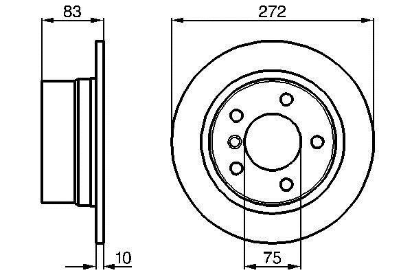 Диск тормозной BMW Z3 (БМВ Зэт3): 0986478439 Bosch Тормозной диск задний невентилируемый