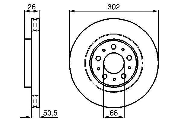 0986478454 Bosch Front vented brake disc