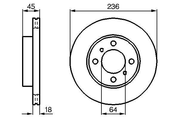 0986478572 Bosch Front vented brake disc
