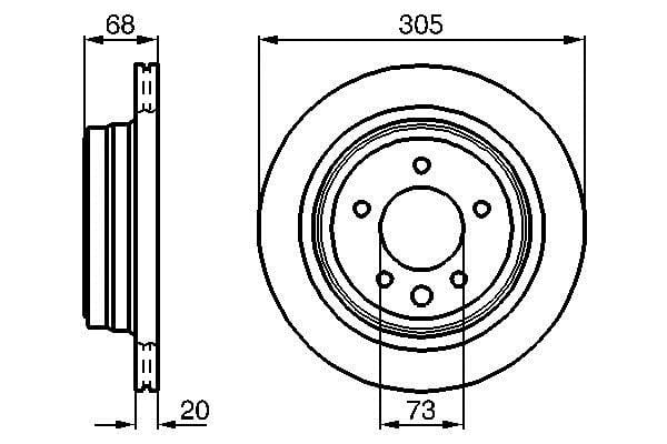0986478660 Bosch Rear vented brake disc