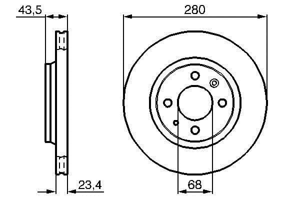 0986478375 Bosch Wentylowana przednia tarcza hamulcowa