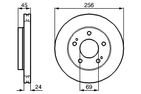 0986478708 Bosch Front vented brake disc
