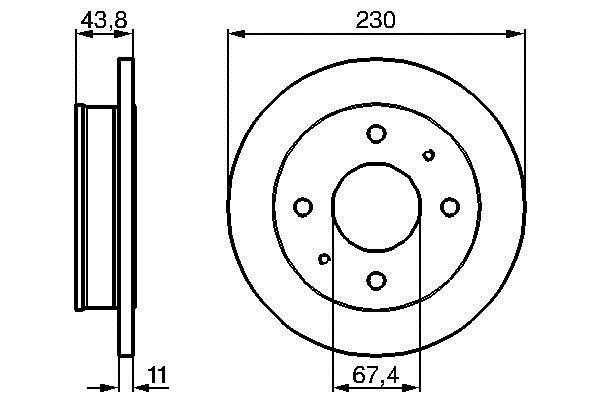 0986478727 Bosch Unbelüftete Bremsscheibe vorne