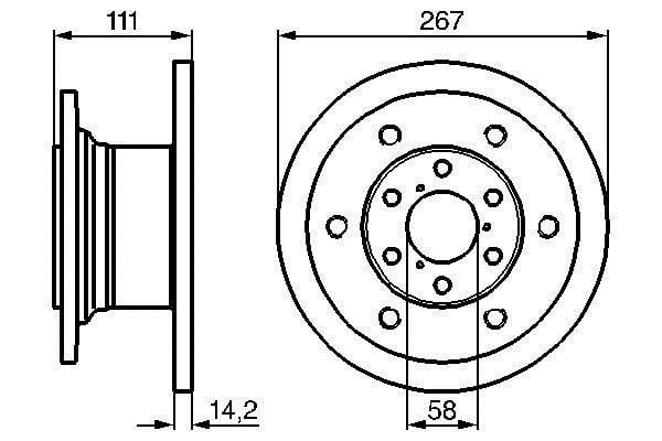 0986478742 Bosch Unventilated front brake disc