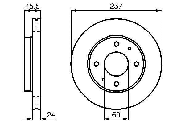 0986478774 Bosch Front vented brake disc
