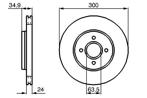 0986479048 Bosch Front vented brake disc