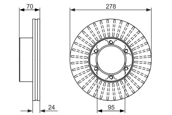 0986479488 Bosch Front vented brake disc