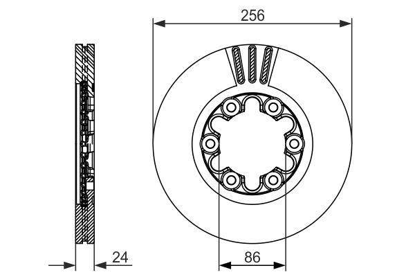 Tarcza Ford Ranger: 0986479712 Bosch Wentylowana przednia tarcza hamulcowa