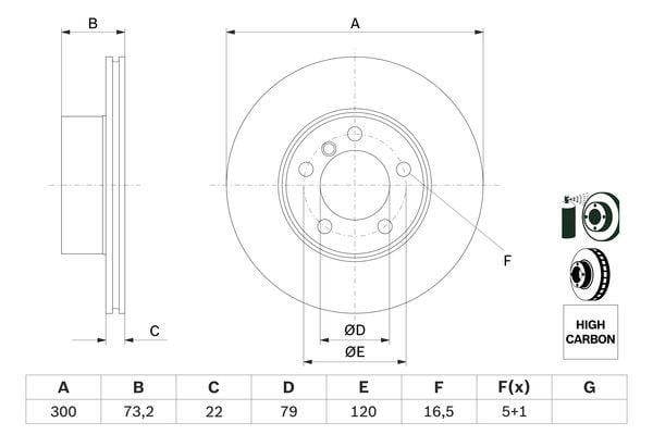 0986479A18 Bosch Bremsscheibe vorne belüftet