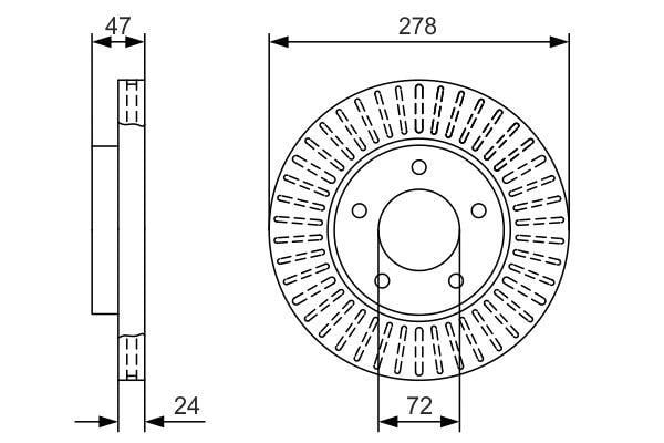 0986479A52 Bosch Front vented brake disc